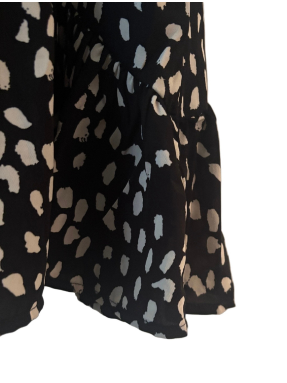 Hayden Gabriella blk & wht polka dt 3/4 slv ruffle hem swing drss WM L classic - Picture 7 of 9